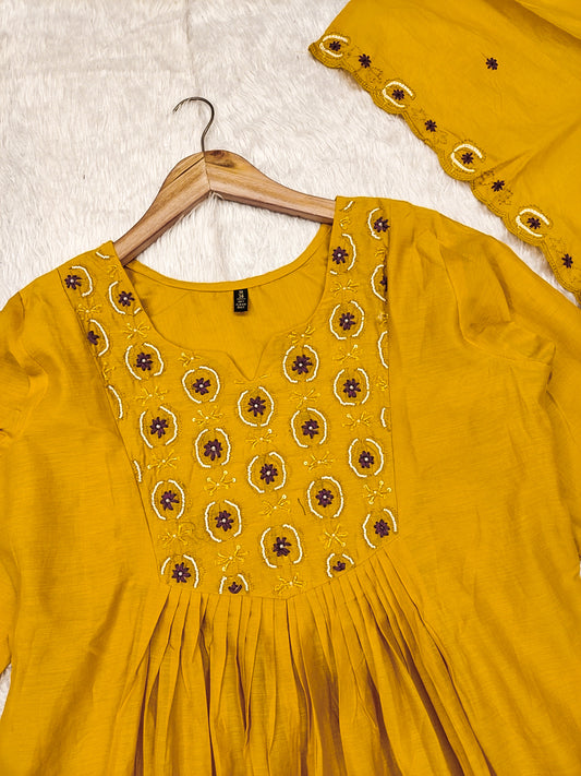 Mulchanderi Handwork Suit | Surbhi Yellow