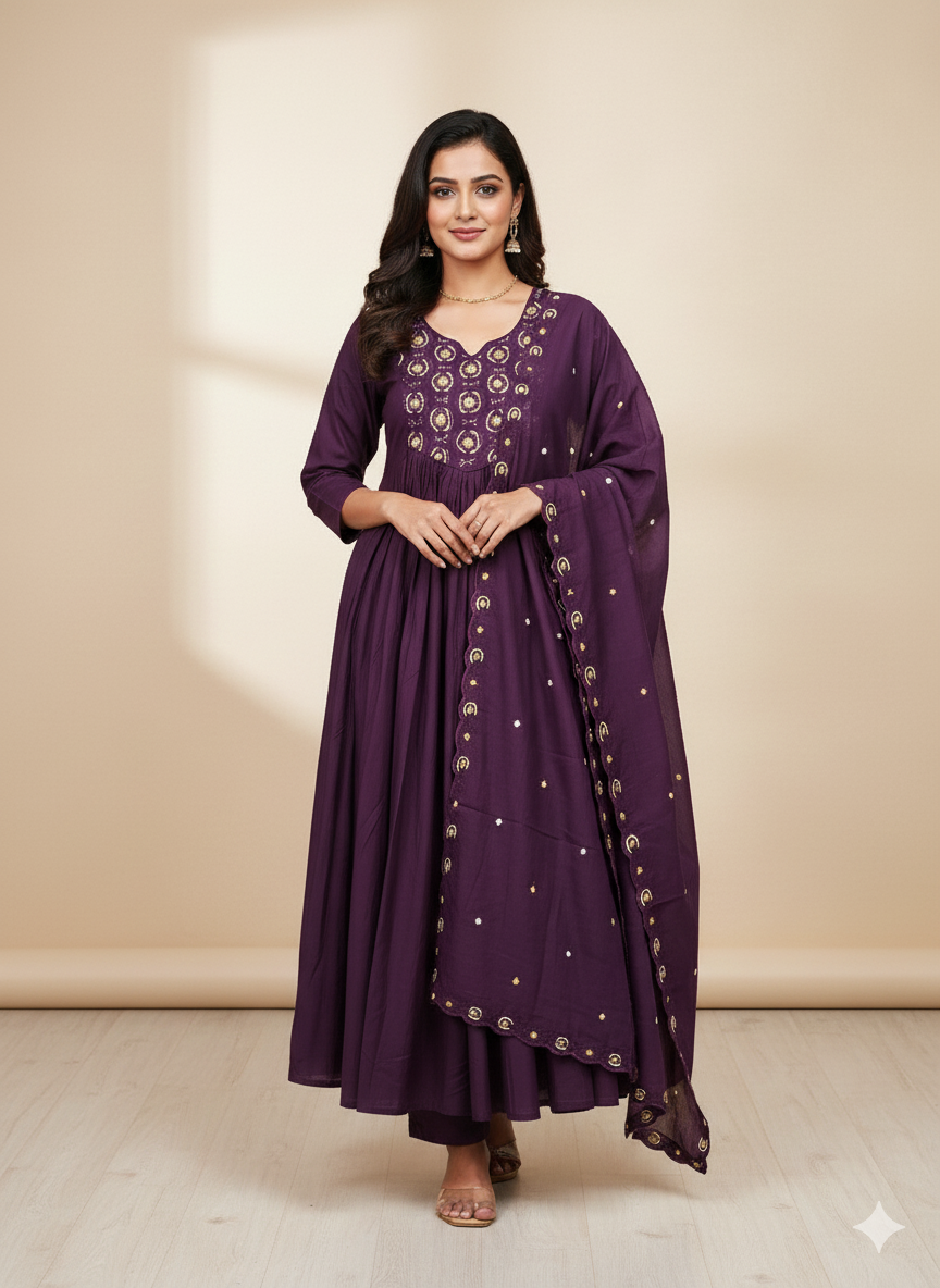 Mulchanderi Handwork Suit | Surbhi Wine