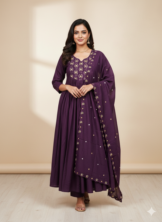 Mulchanderi Handwork Suit | Surbhi Wine