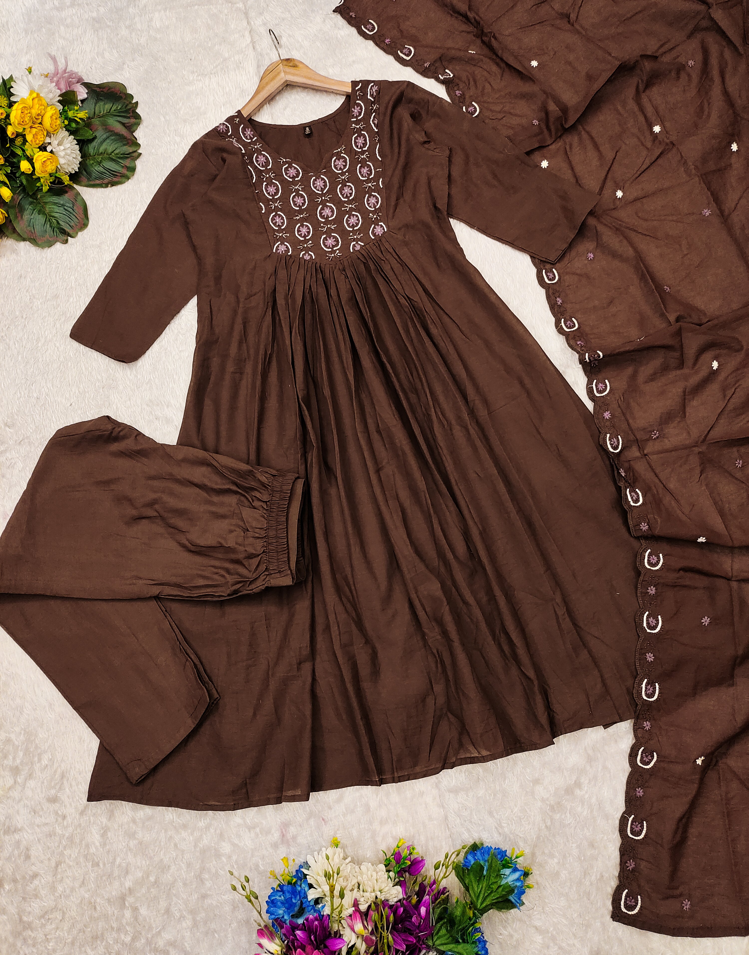 Mulchanderi Handwork Suit | Surbhi Brown – Pasika