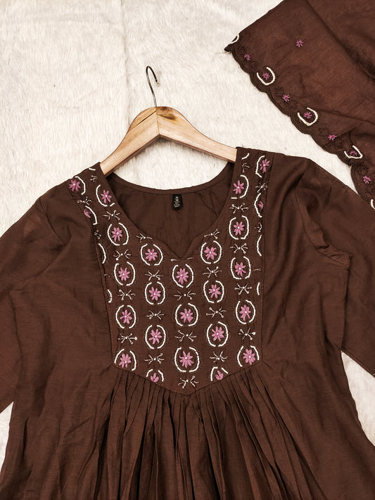 Mulchanderi Handwork Suit | Surbhi Brown