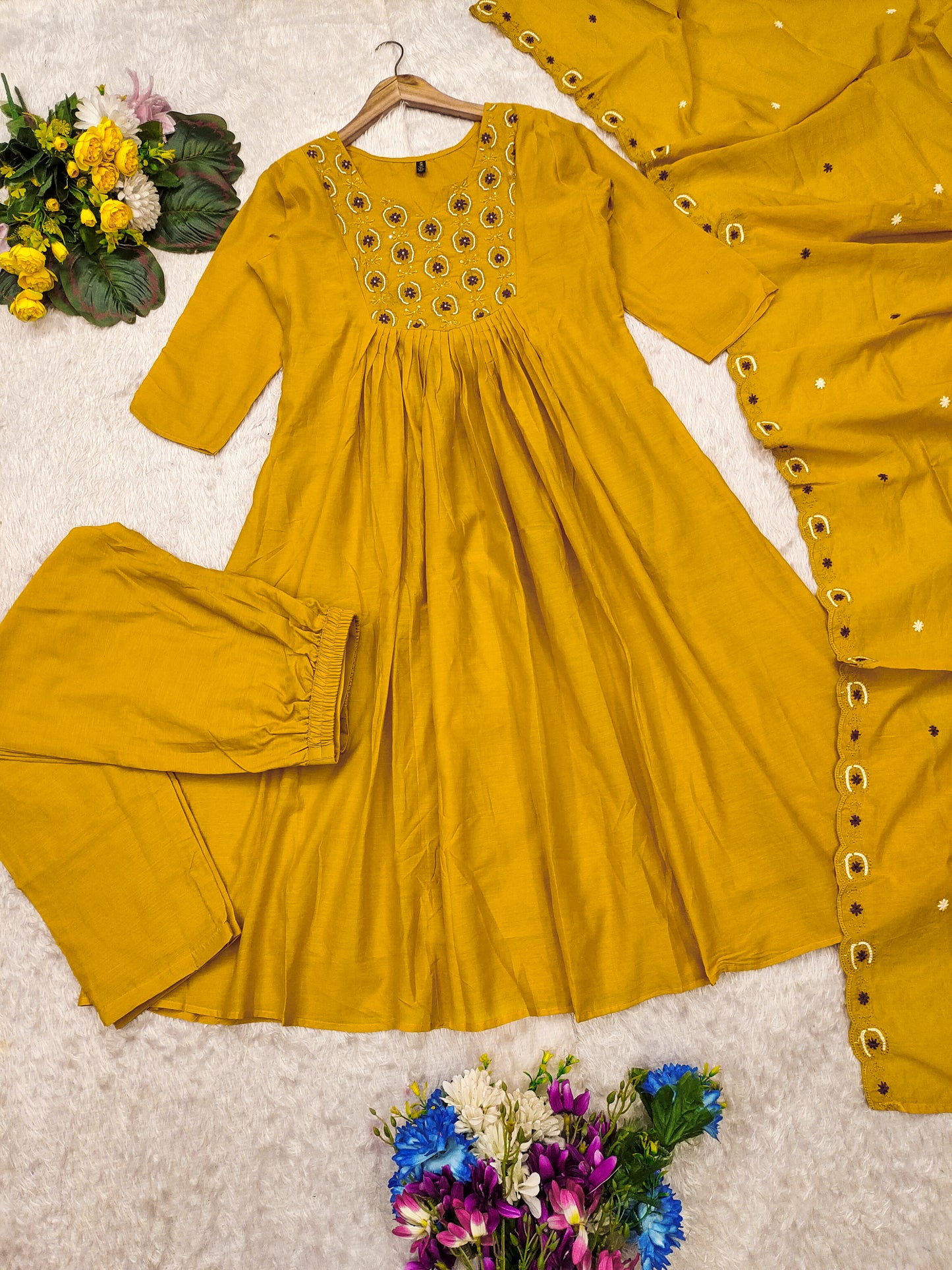 Mulchanderi Handwork Suit | Surbhi Yellow