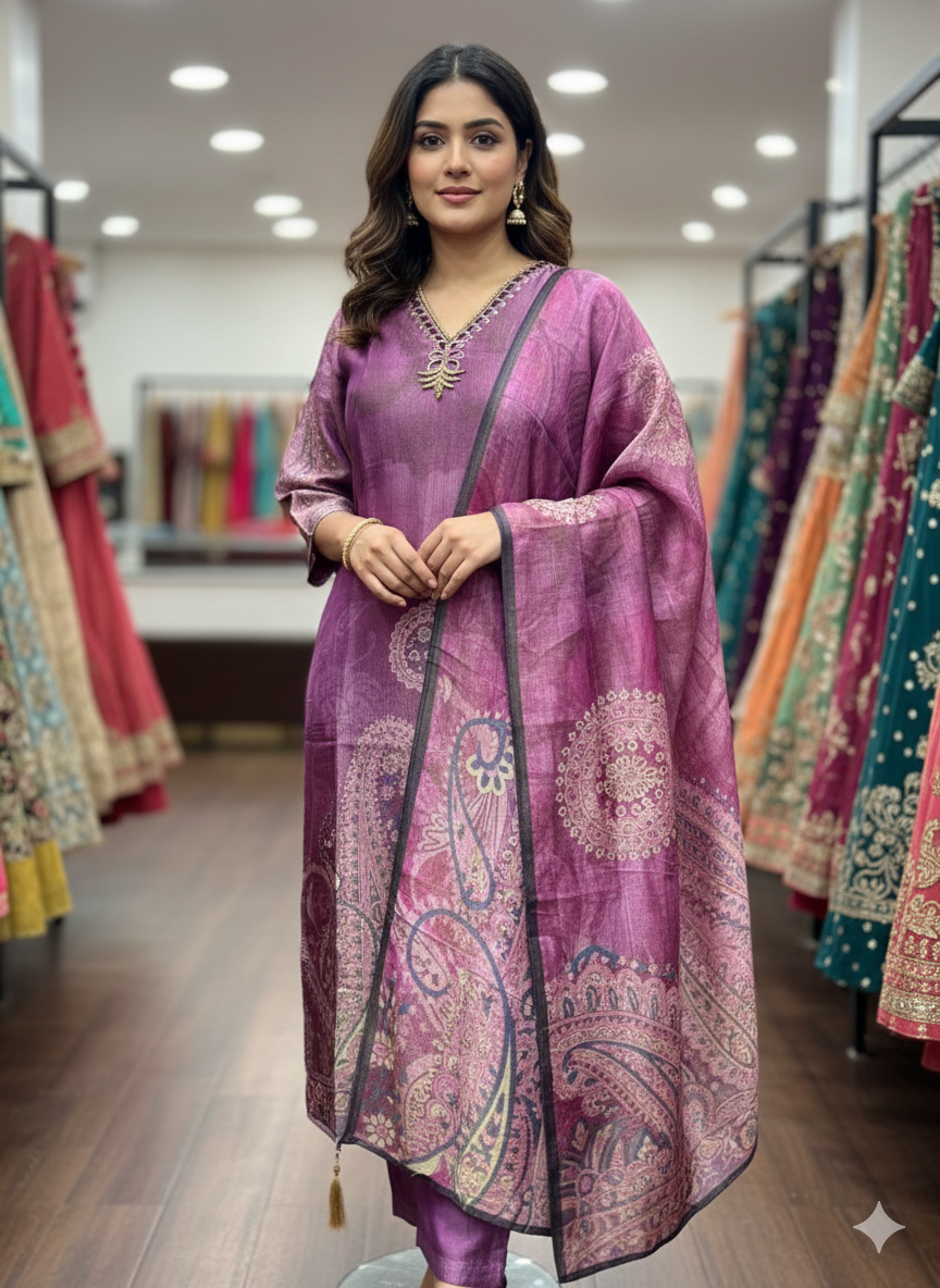 Pure Shimmer Printed Suit