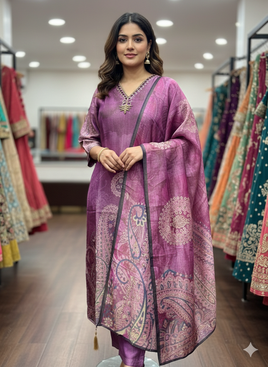 Pure Shimmer Printed Suit